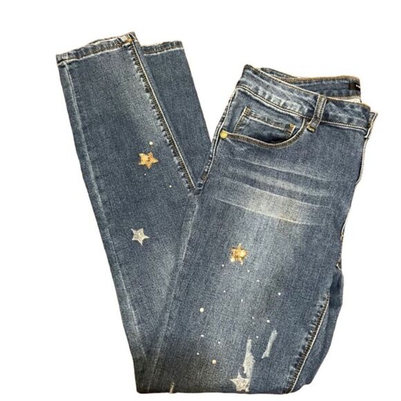 Romeo & Juliet Couture Sequined Star Jeans Medium Wash Size Medium - Picture 1 of 8